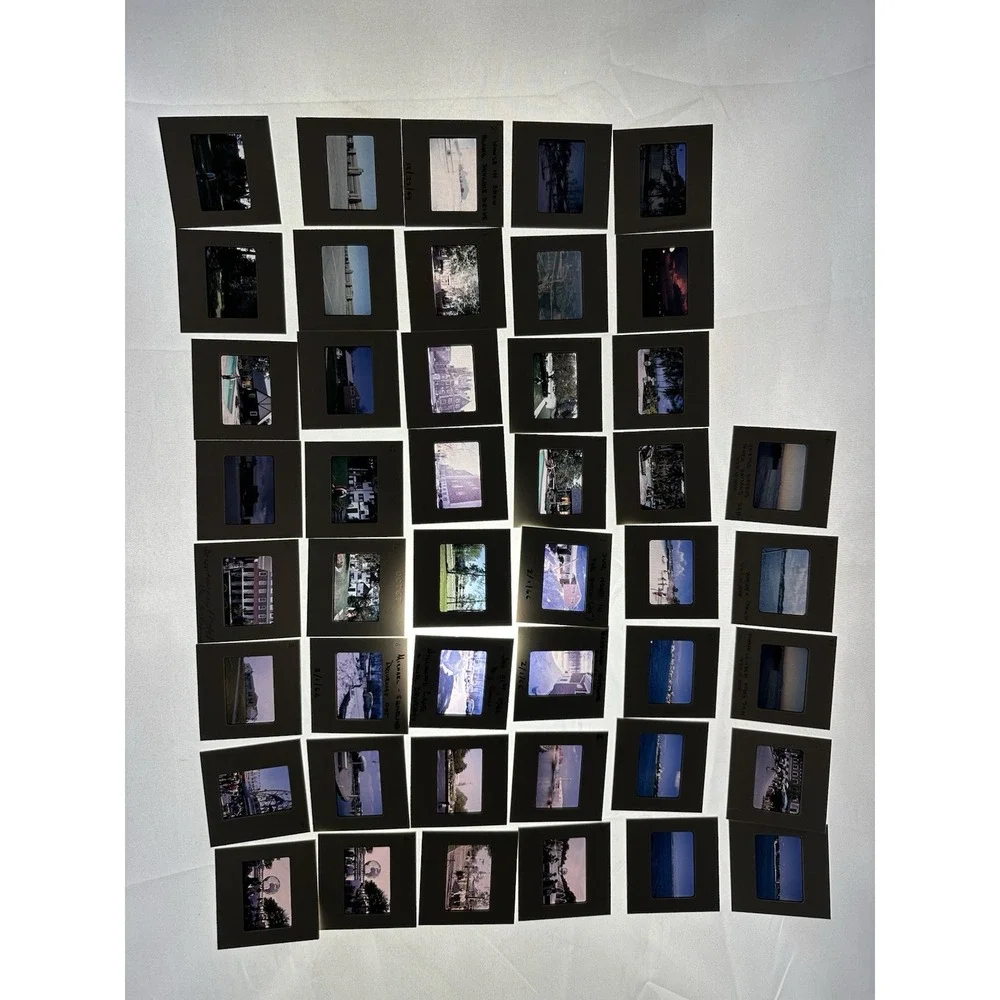 Lot of 45 Vintage Slides – Architecture, People, Snow, Beach, Streets 62-69s